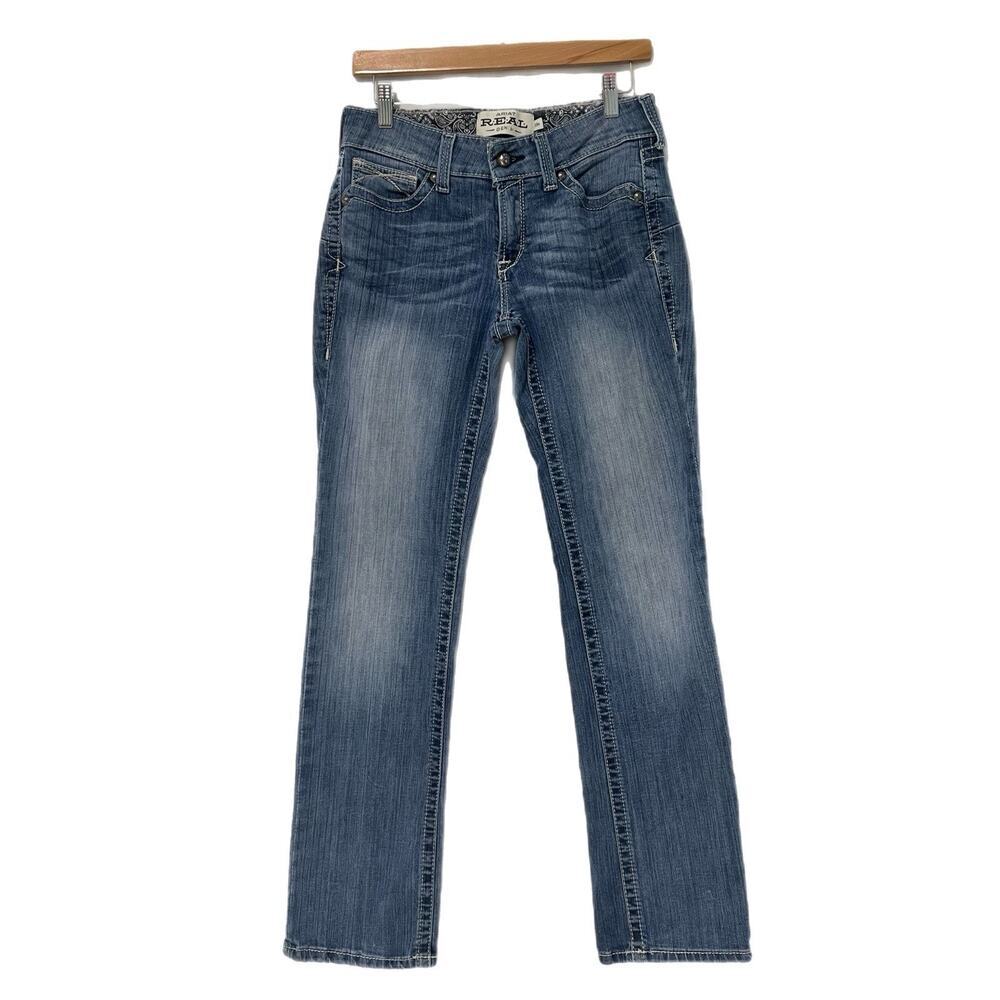 Ariat Real Denim Jeans Womens 28x32 Blue Low Rise Western Cowgirl Rodeo
